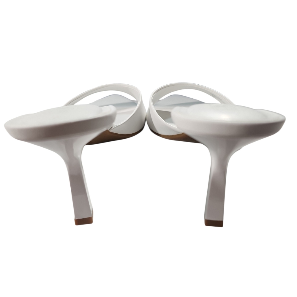 INC Basaaria White Leather Heeled Mules Pointed Toe Sandals Size 7 - Picture 5 of 11